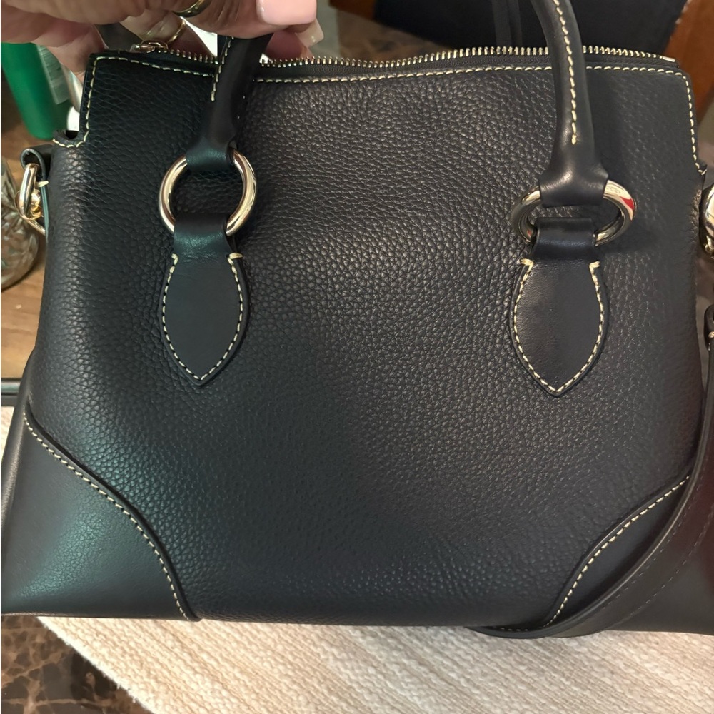 Dooney & Bourke Black Pebble leather w/Florentine trim 30 satchel - Picture 3 of 5